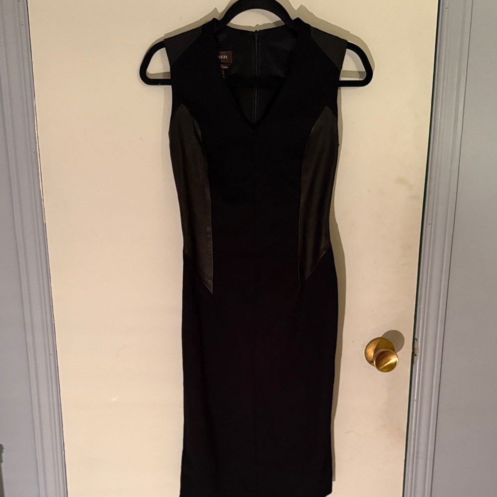 Danier leather Black Sleeveless Dress with leather accents